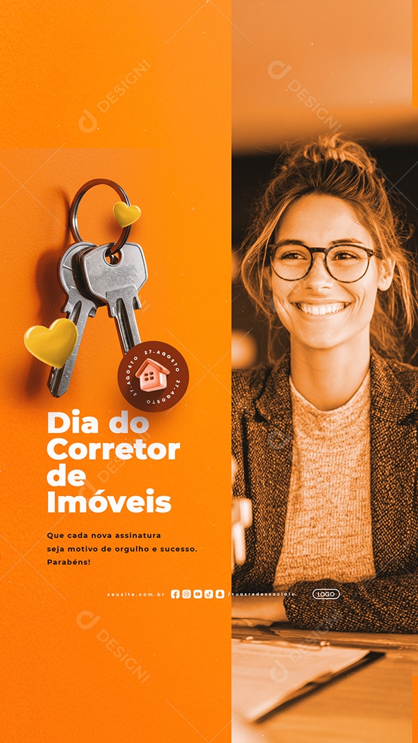Story Dia do Corretor de Imóveis 27 de Agosto Social Media PSD Editável