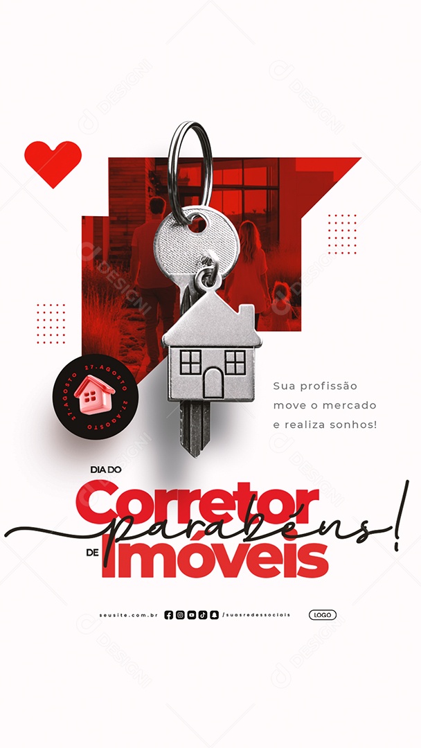Story Dia do Corretor de Imóveis 27 de Agosto Parabéns Social Media PSD Editável