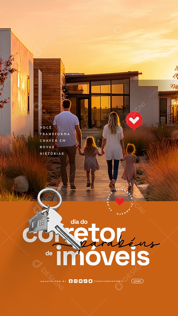 Story Dia do Corretor de Imóveis 27 de Agosto Parabéns Social Media PSD Editável