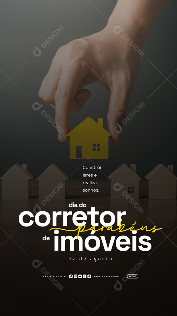 Story Dia do Corretor de Imóveis 27 de Agosto Parabéns Social Media PSD Editável