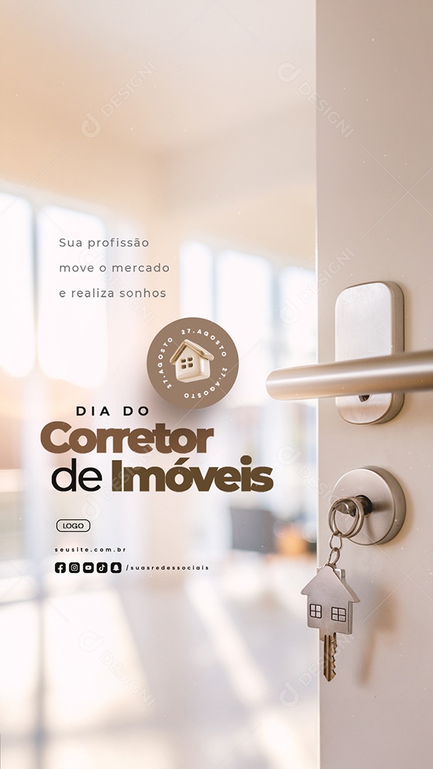 Story Dia do Corretor de Imóveis 27 de Agosto Sua Profissão Social Media PSD Editável