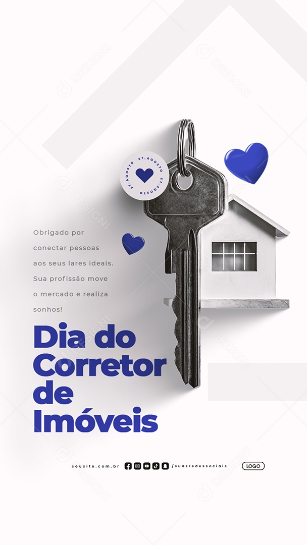 Story Dia do Corretor de Imóveis 27 de Agosto Social Media PSD Editável
