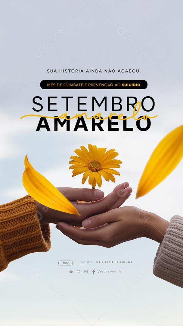 Story Setembro Amarelo Mês de Combate e Prevenção ao Suicídio Social Media PSD Editável