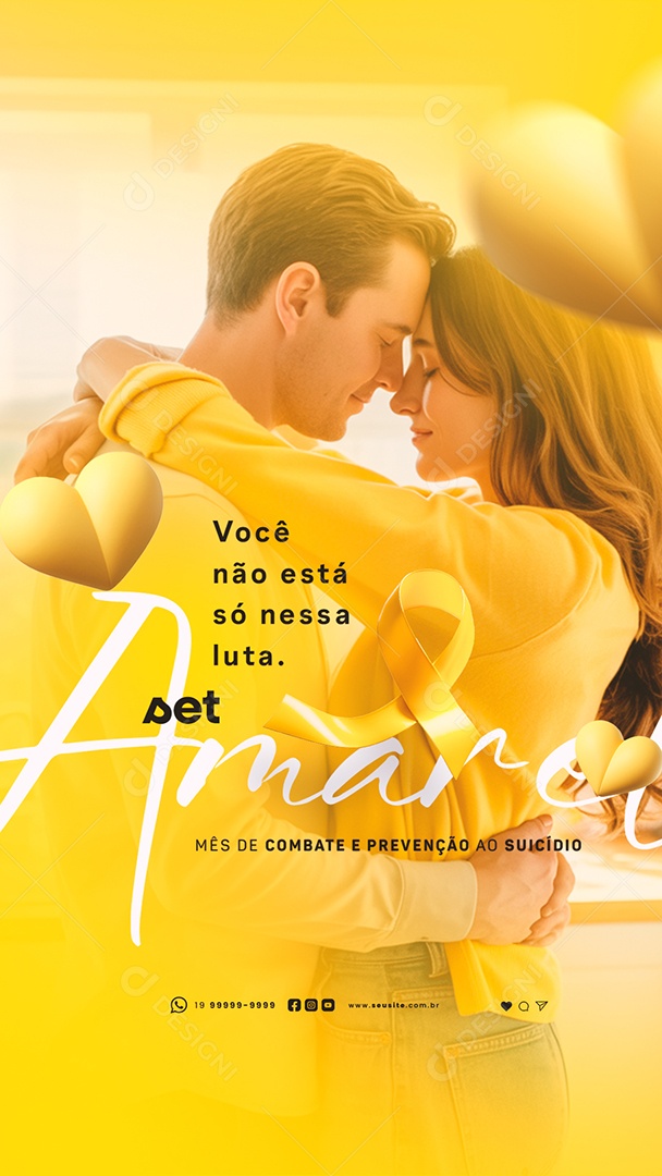 Story Setembro Amarelo Mês de Combate e Prevenção ao Suicídio Social Media PSD Editável