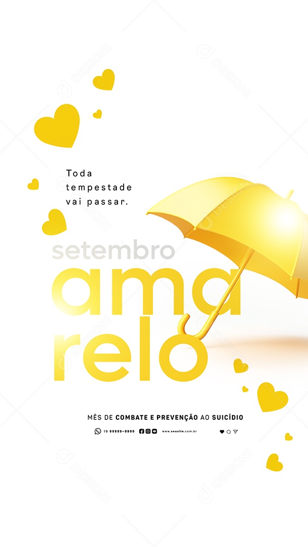 Story Setembro Amarelo Mês de Combate e Prevenção ao Suicídio Social Media PSD Editável