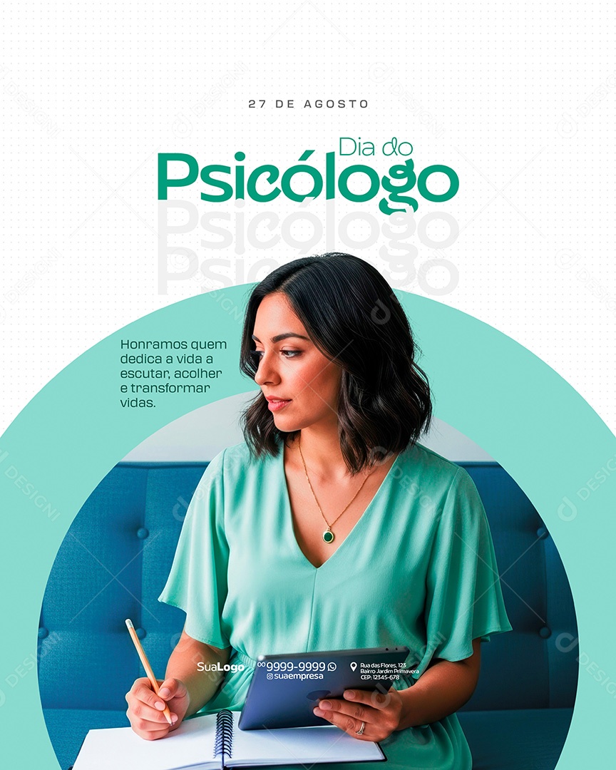 Dia Do Psicólogo 25 de Agosto Parabéns Social Media PSD Editável