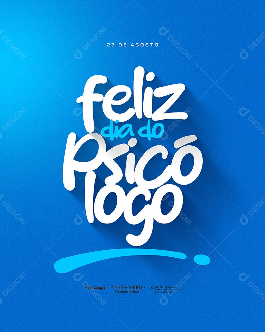 Feliz Dia Do Psicólogo 25 de Agosto Parabéns Social Media PSD Editável
