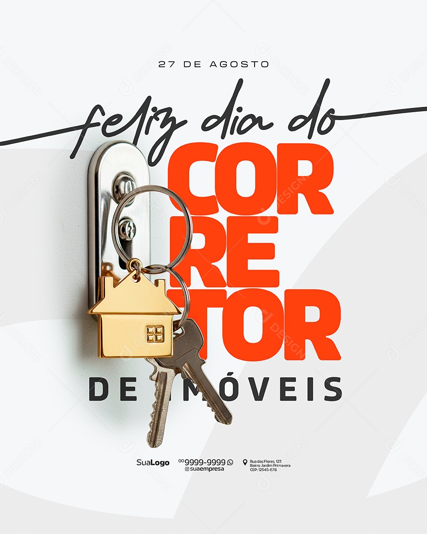 Feliz Dia do Corretor de Imóveis 27 de Agosto Social Media PSD Editável