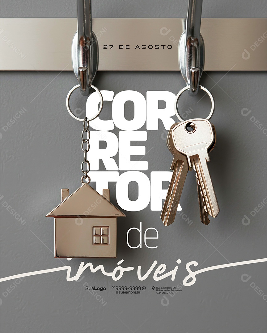 Dia do Corretor de Imóveis 27 de Agosto Social Media PSD Editável
