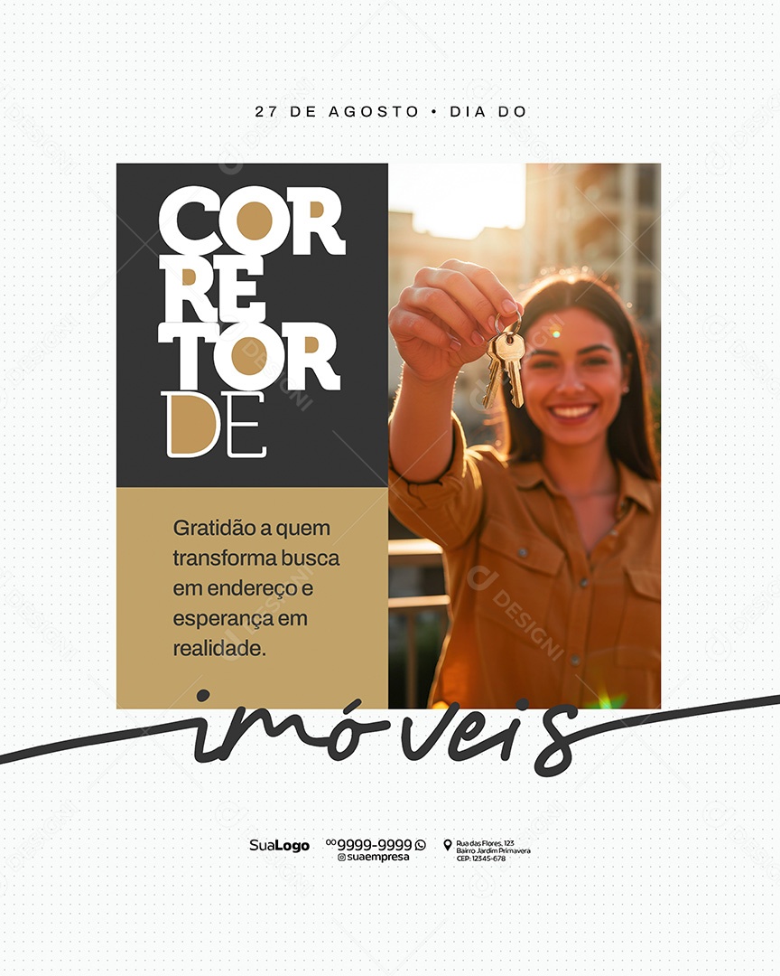 Dia do Corretor de Imóveis 27 de Agosto Social Media PSD Editável