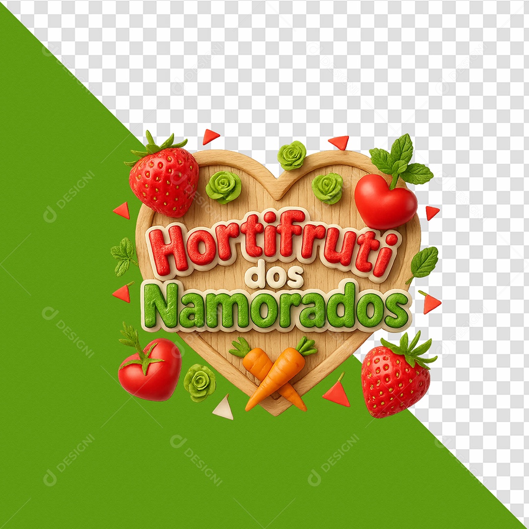 Hortifruti Dos Namorados Selo 3D Para Composição PSD