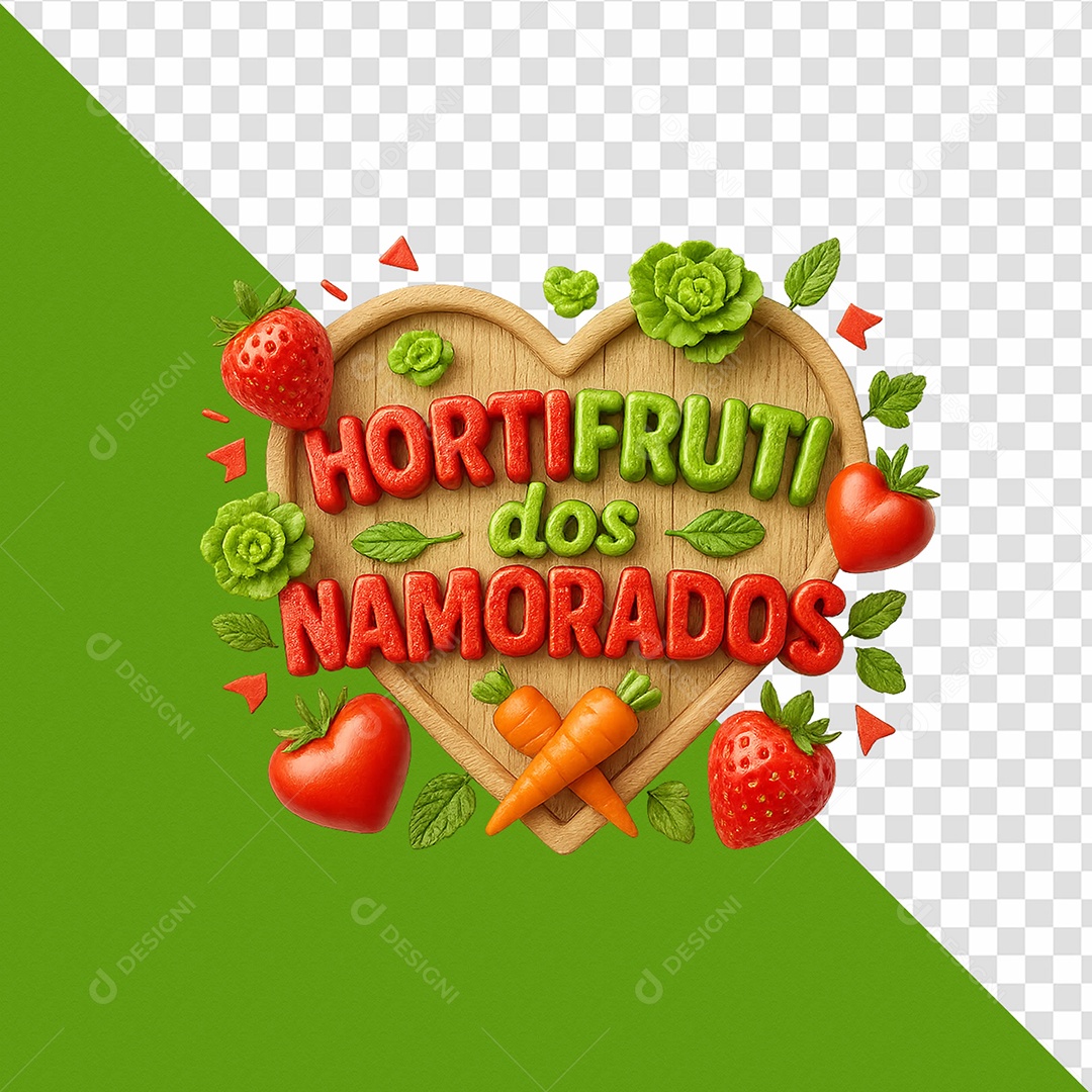 Hortifruti Dos Namorados Selo 3D Para Composição PSD