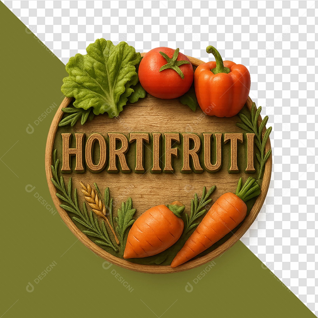 Hortifruti Selo 3D Para Composição PSD