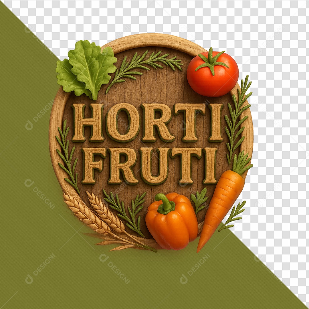 Hortifruti Selo 3D Para Composição PSD