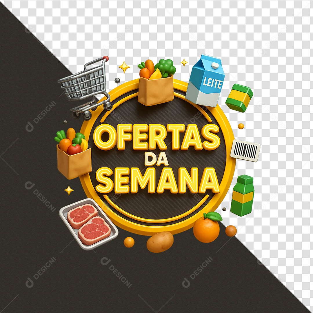 Ofertas da Semana Selo 3D para Composição PSD