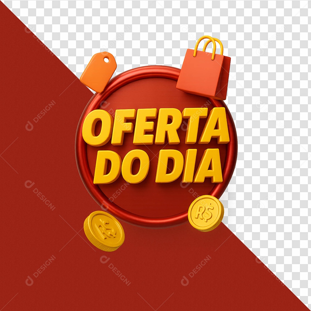 Ofertas Do Dia Selo 3D para Composição PSD