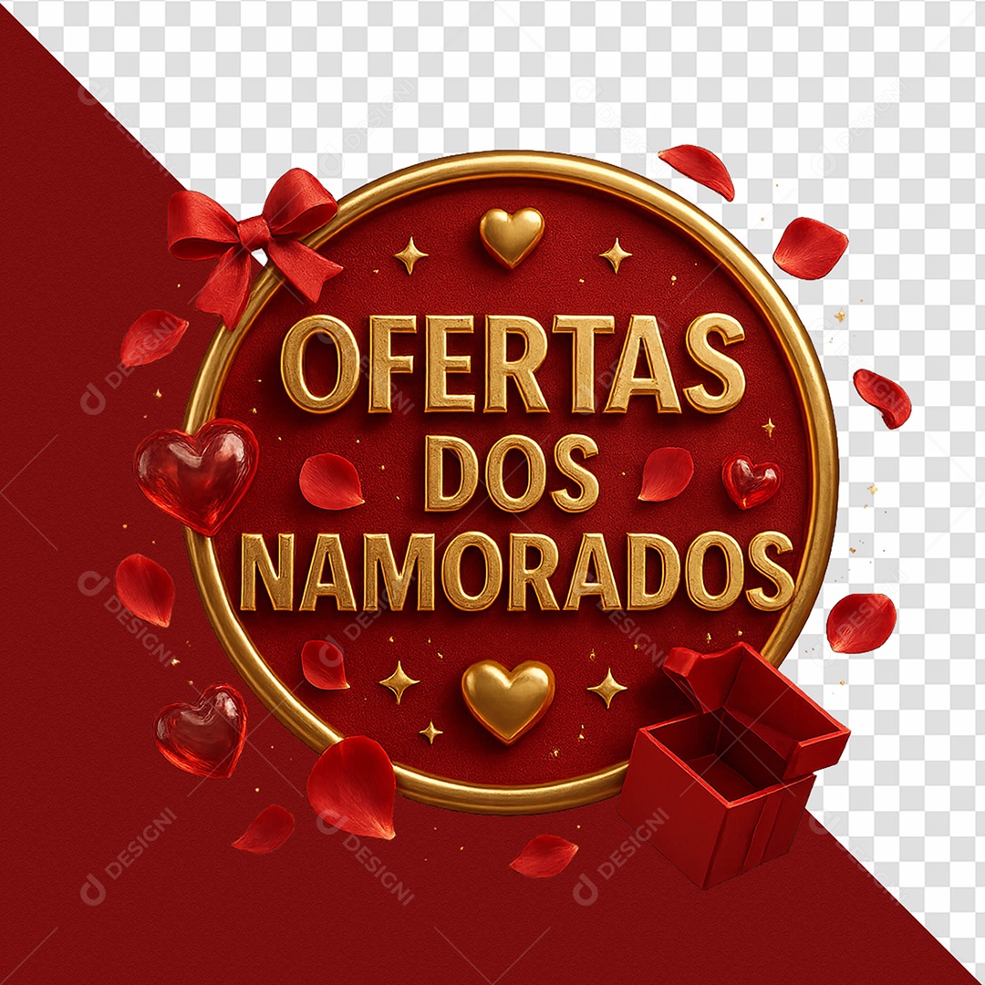 Oferta Dia dos Namorados Selo 3D Para Composição PSD