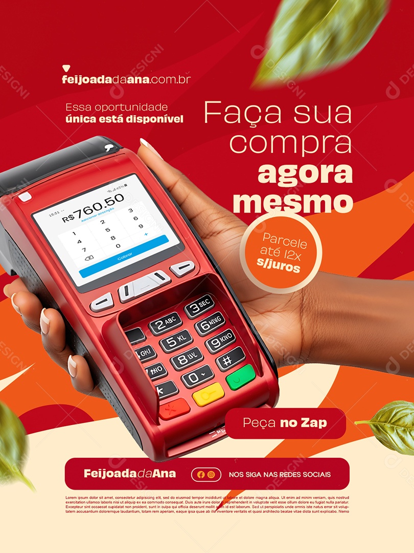 Feijoada Faça sua Compra Agora Mesmo Parcele Até 12x Sem Juros Social Media PSD Editável