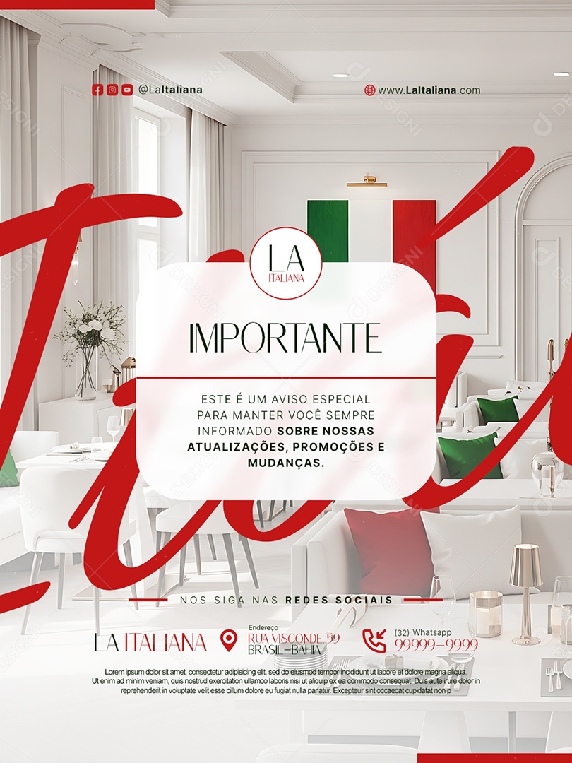 Restaurante Este é Um Aviso Especial Social Media PSD Editável