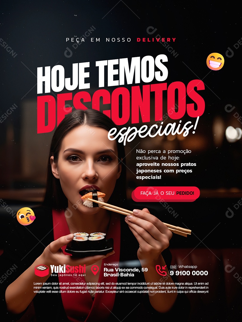 Restaurante Japonês Hoje Temos Descontos Especiais Social Media PSD Editável