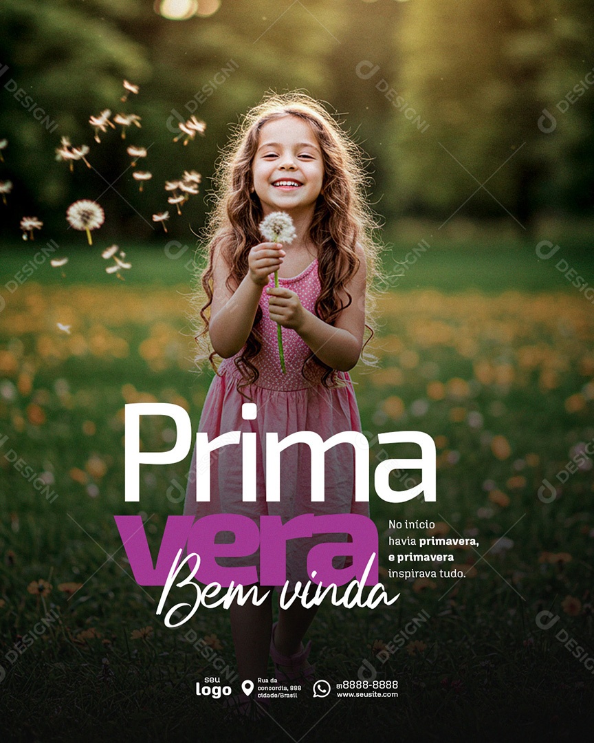 Bem Vindo Primavera Social Media PSD Editável