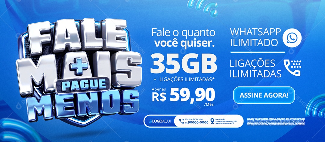 Banner Fale Mais Pague Menos Fale o Quanto Quiser Social Media PSD Editável