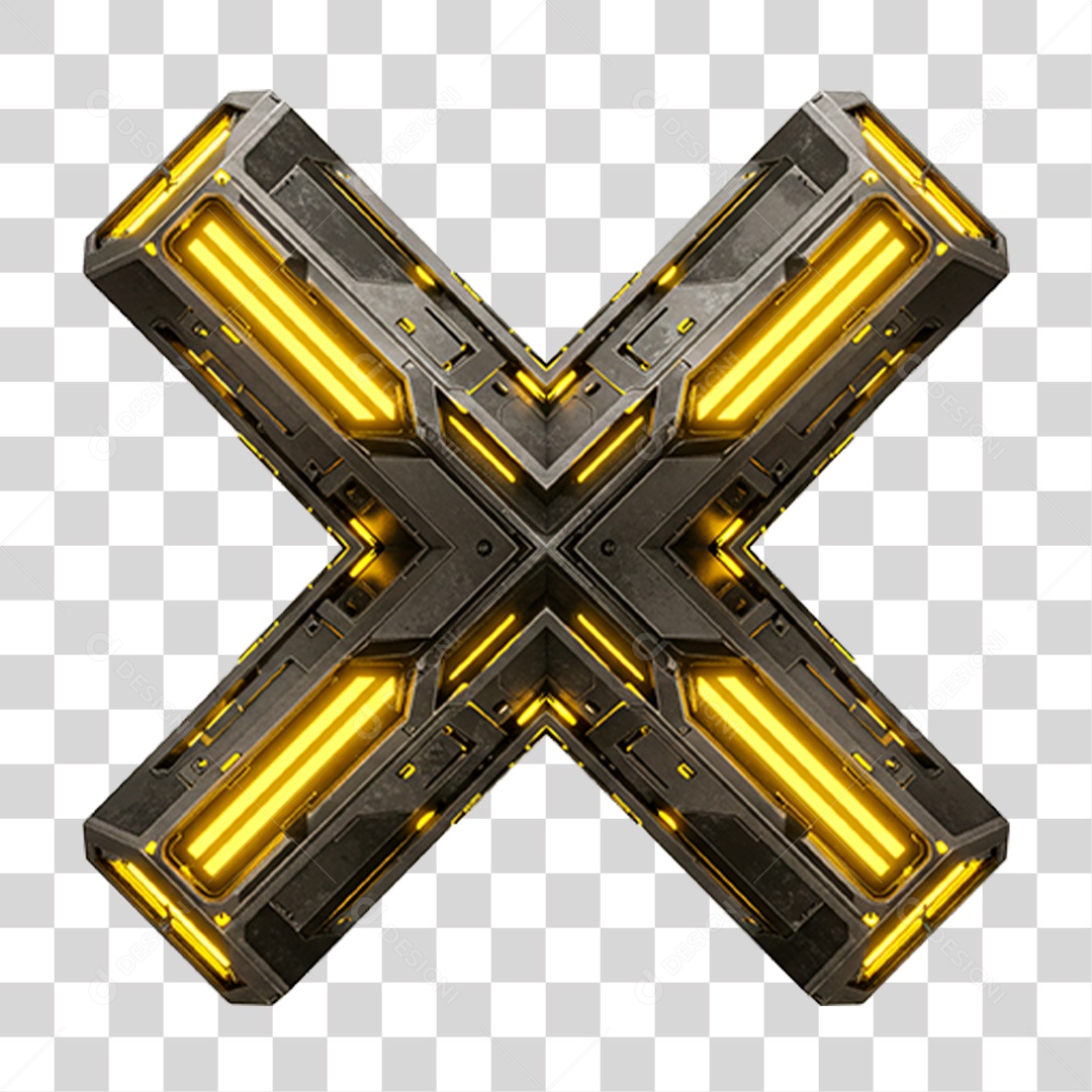 X Metálico com Led PNG Transparente