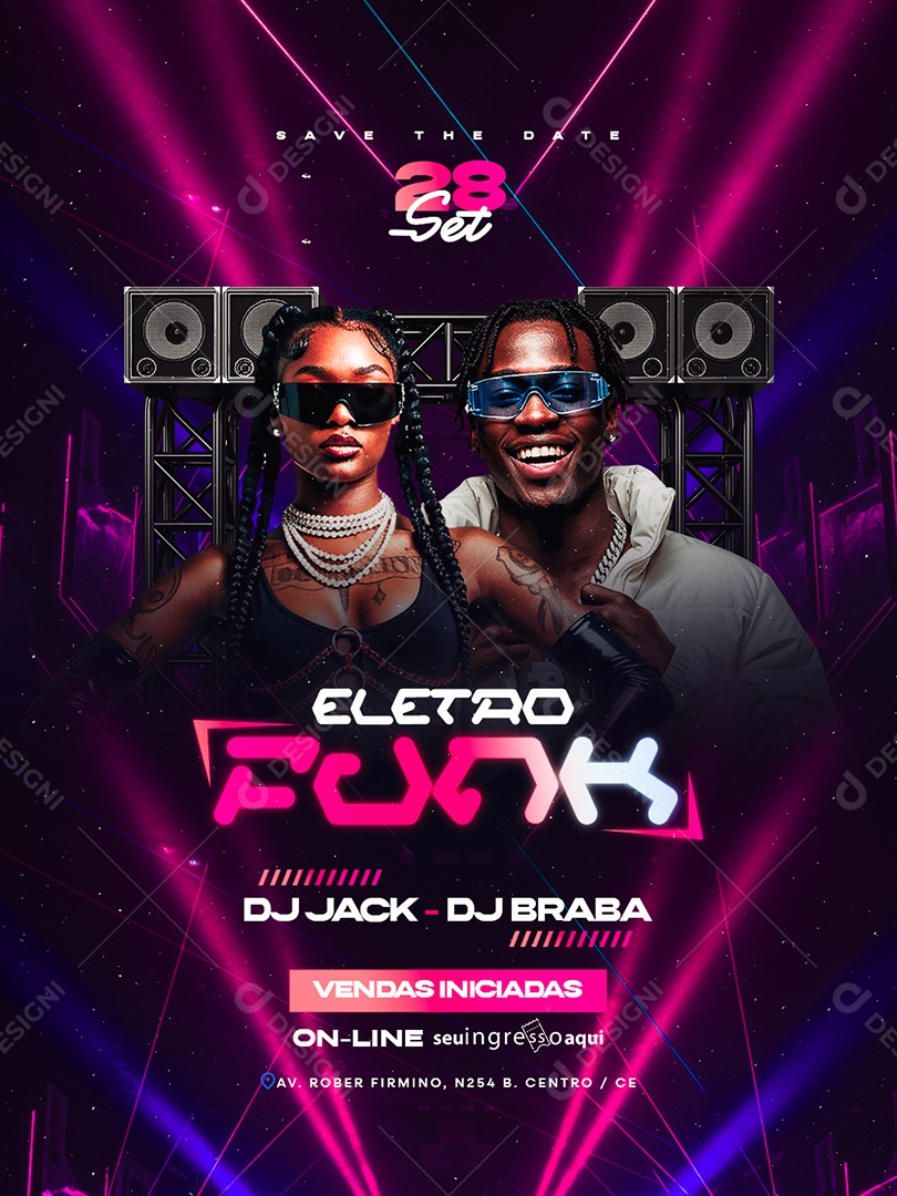 Flyer Próximos Shows Eletro Funk Social Media PSD Editável