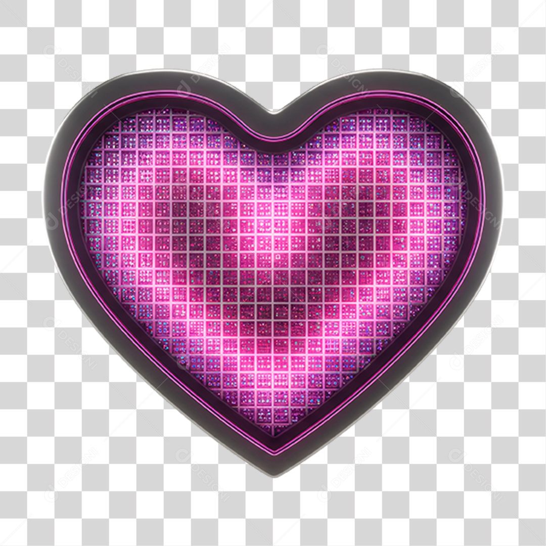 Coração Metálico com Led PNG Transparente
