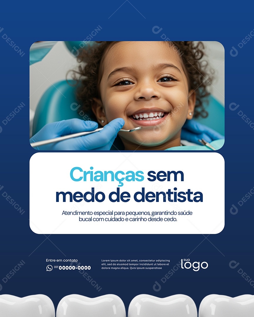 Estética Dental Sem Medo de Dentista Social Media Dentista PSD Editável