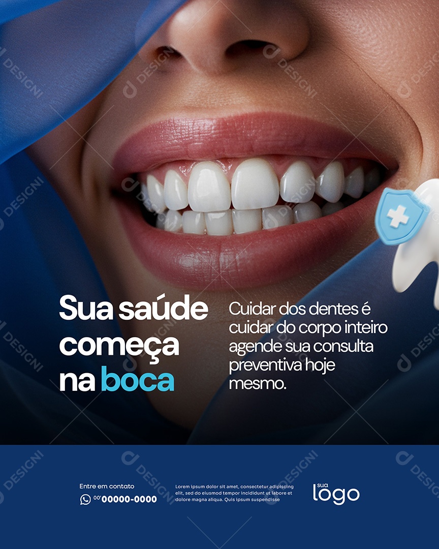 Estética Dental Sua Saúde Começa Na Boca Social Media Dentista PSD Editável