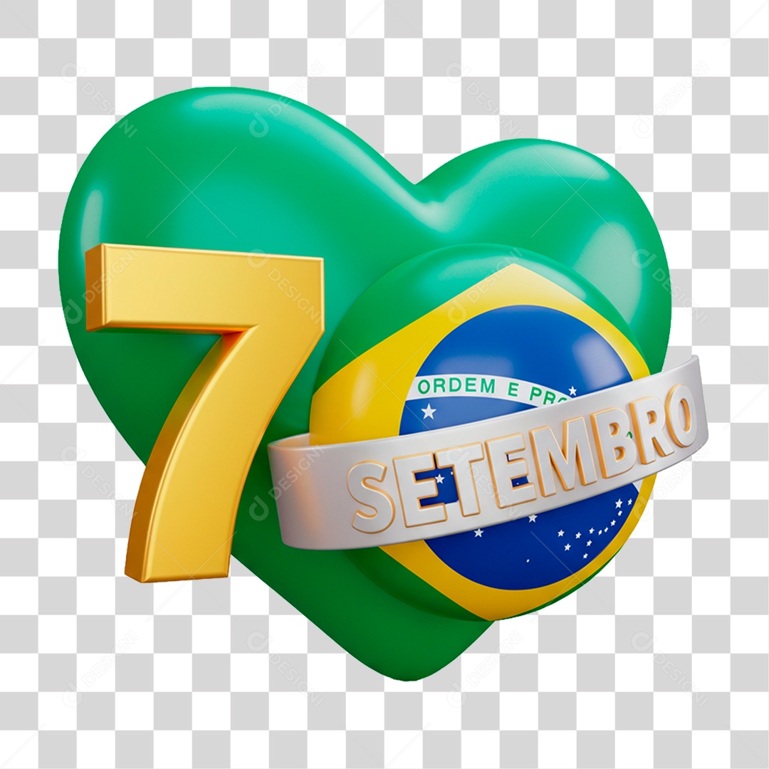 Selo 3D 7 Setembro PNG Transparente
