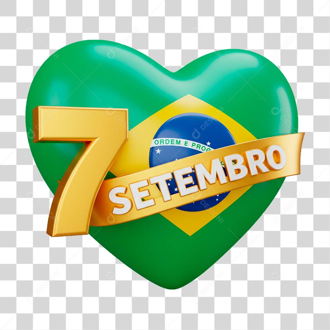 Selo 3D 7 Setembro PNG Transparente