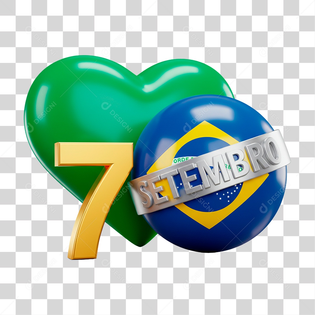 Selo 3D 7 Setembro PNG Transparente