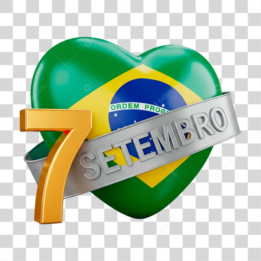 Selo 3D 7 Setembro PNG Transparente