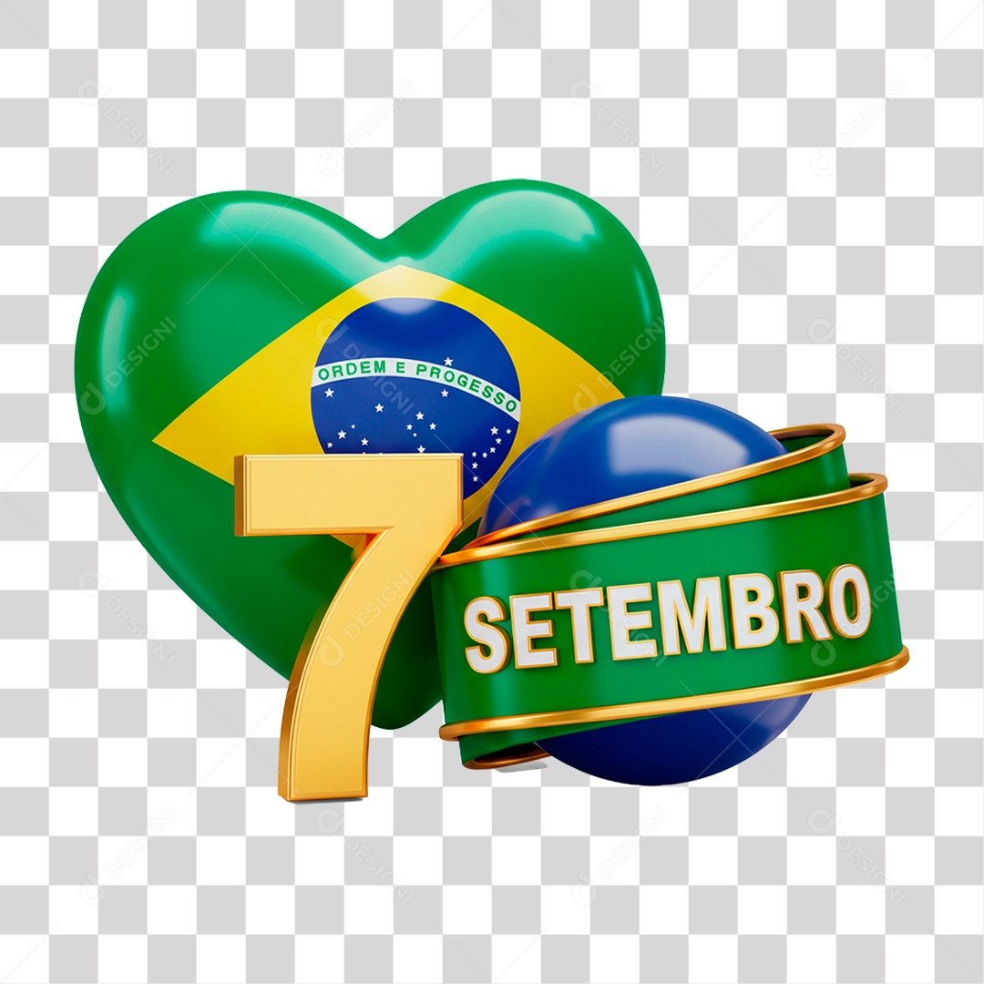 Selo 3D 7 Setembro PNG Transparente