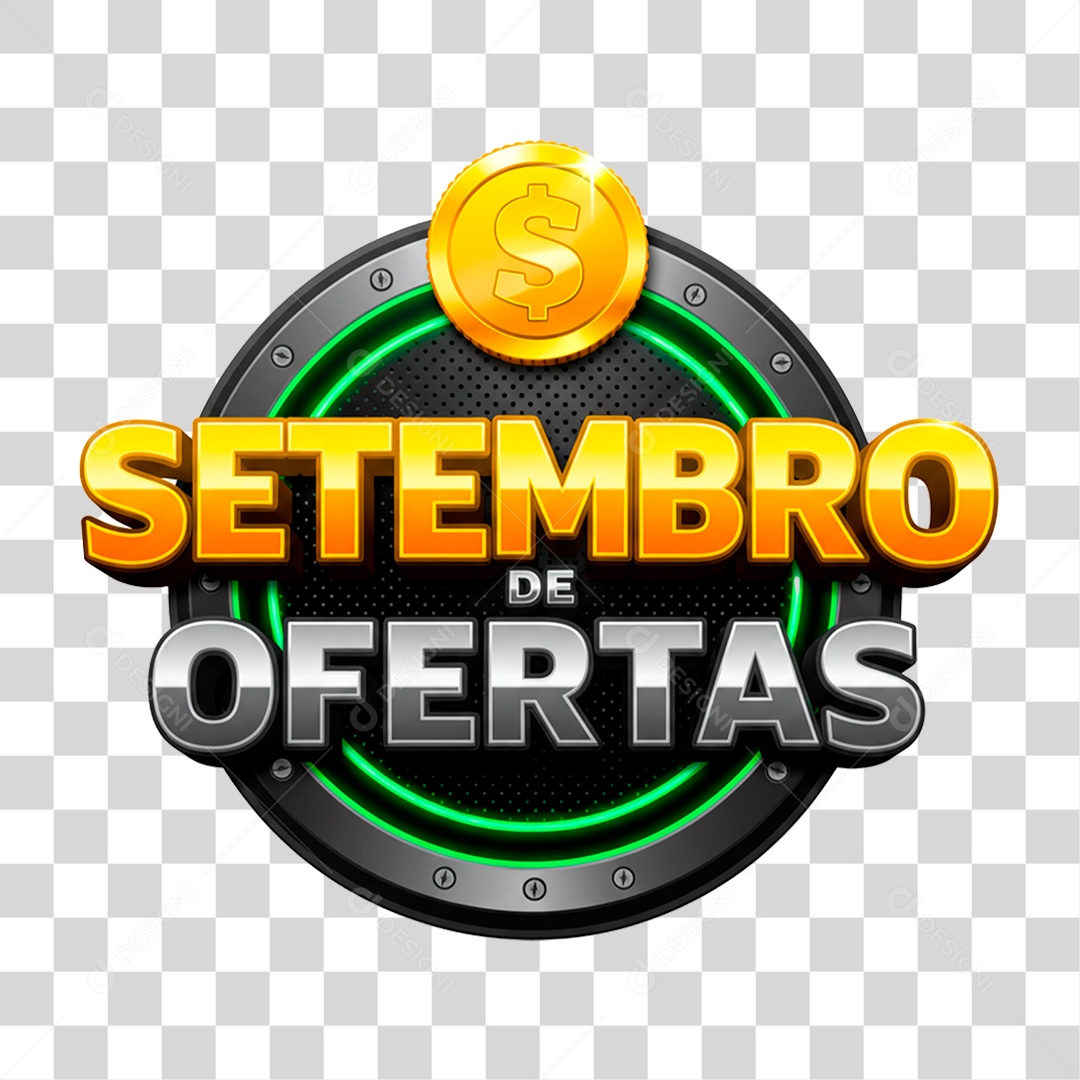 Selo 3D Setembro de Ofertas PNG Transparente