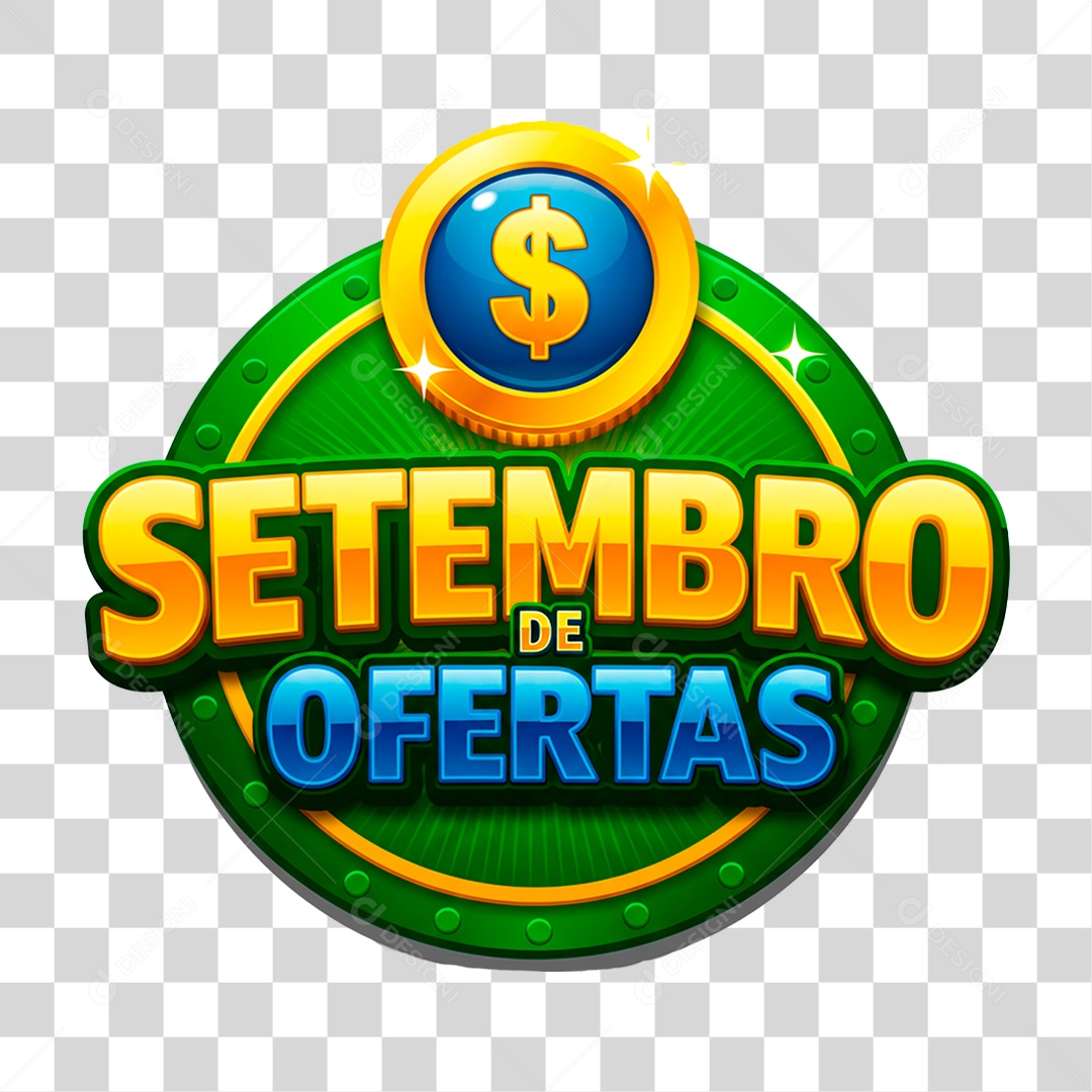 Selo 3D Setembro de Ofertas PNG Transparente