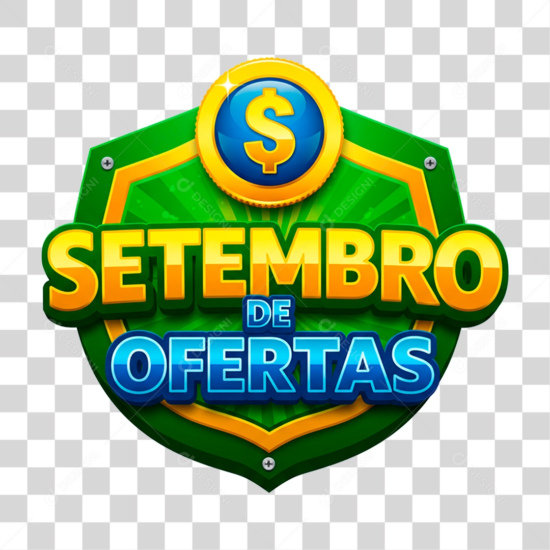 Selo 3D Setembro de Ofertas PNG Transparente