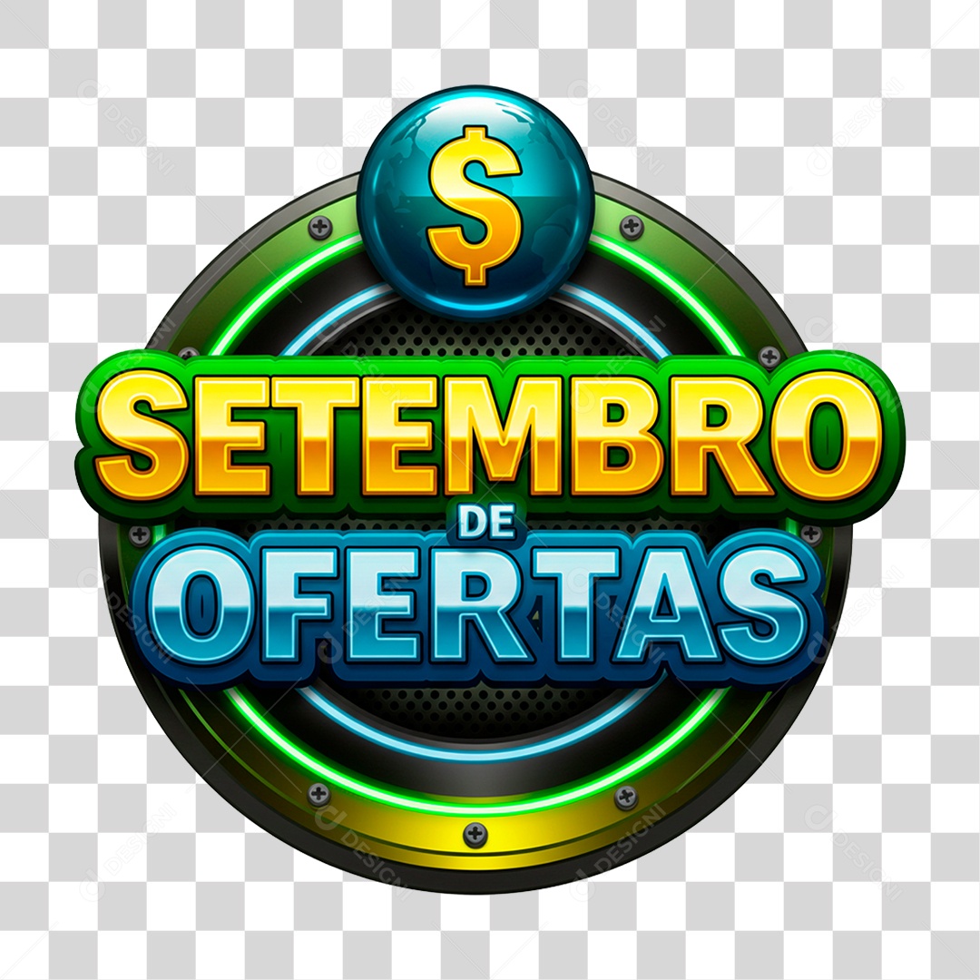 Selo 3D Setembro de Ofertas PNG Transparente