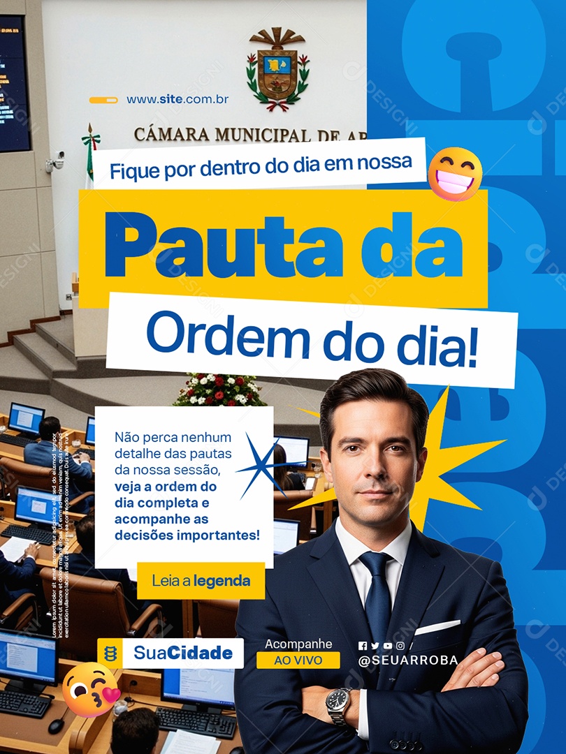 Política Fique por Dentro do Dia em nossa Pauta da Ordem do Dia Social Media PSD Editável