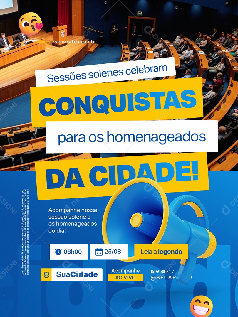 Política Sessões Solenes Celebram Conquistas Social Media PSD Editável