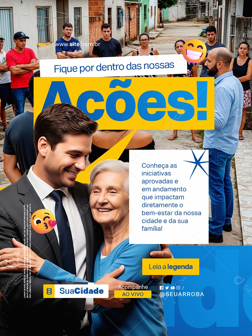 Política Fique por Dentro das Nossas Ações Social Media PSD Editável