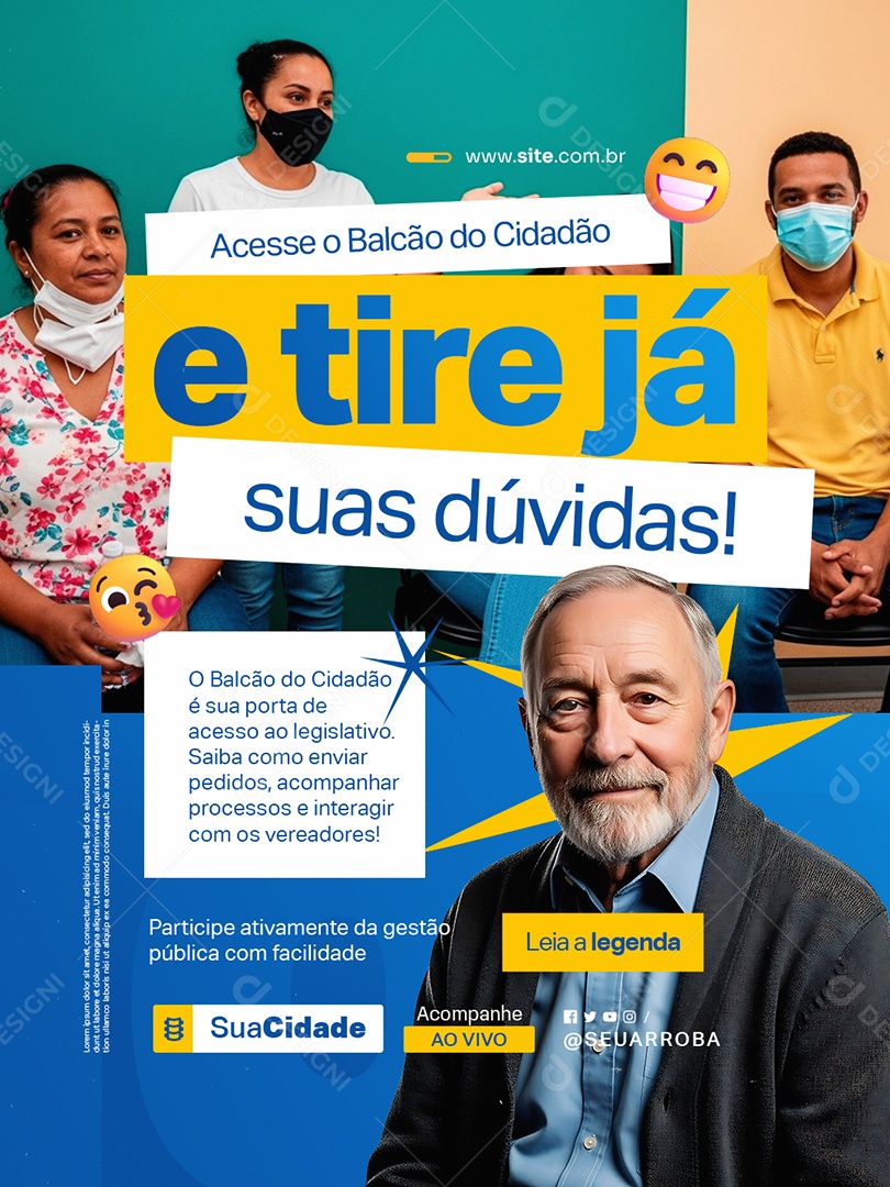 Política Acesse o Balcão do Cidadão e Tire Já Social Media PSD Editável