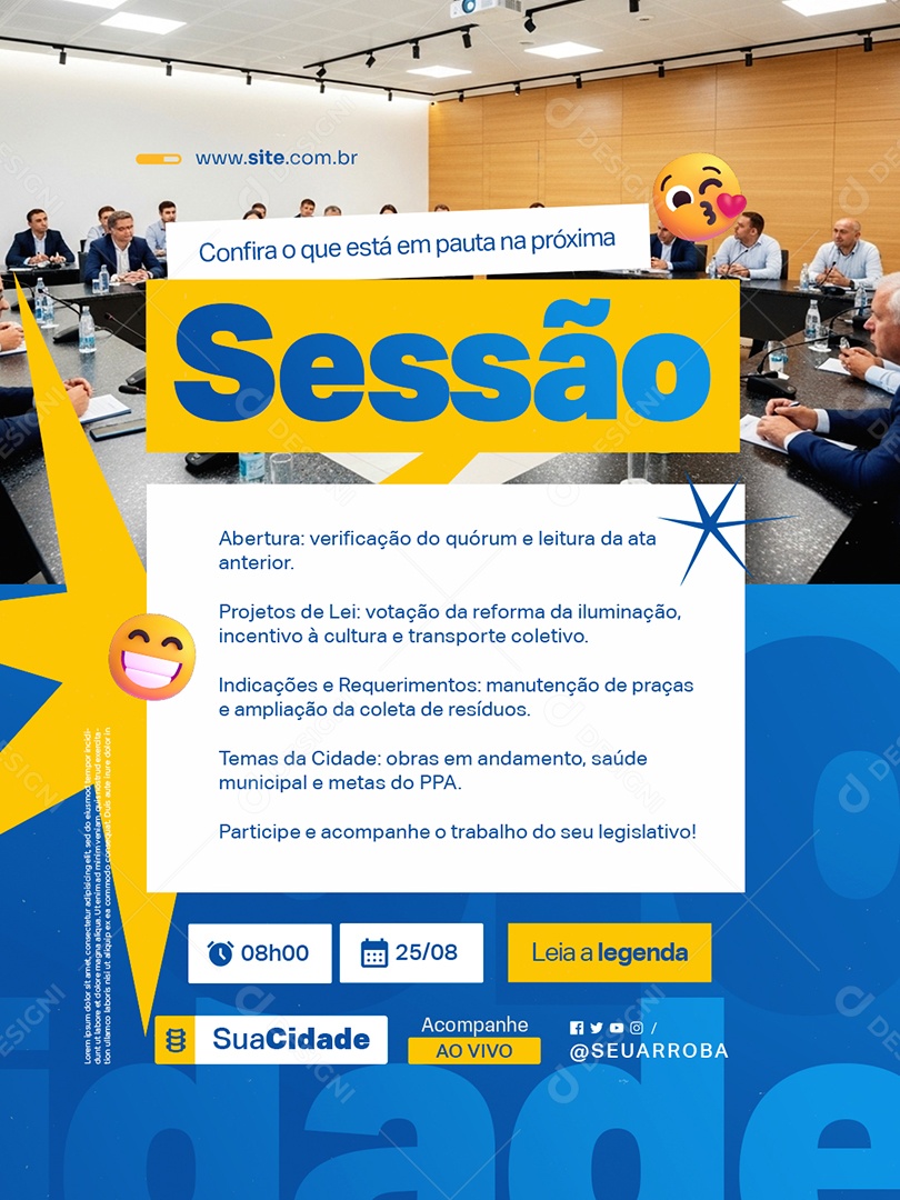 Política Próxima Sessão Social Media PSD Editável