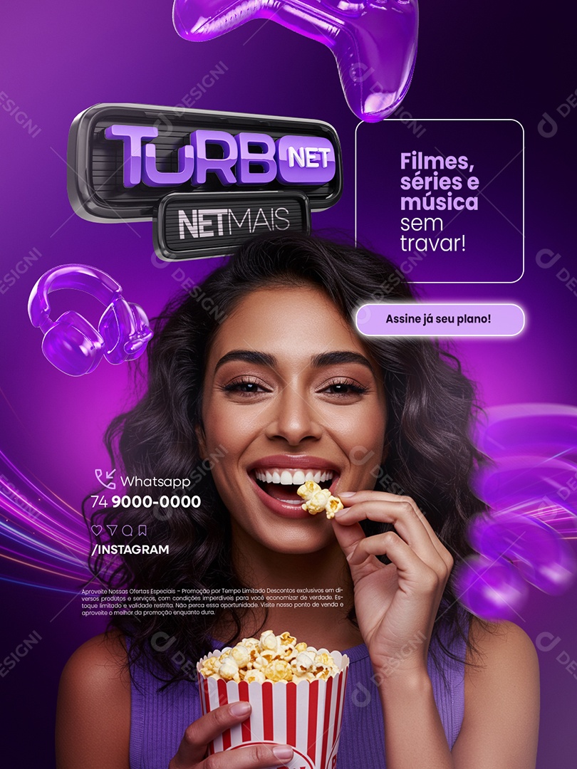 Provedor de Internet Turbo Net Filmes Séries e Música Sem Travar Social Media PSD Editável