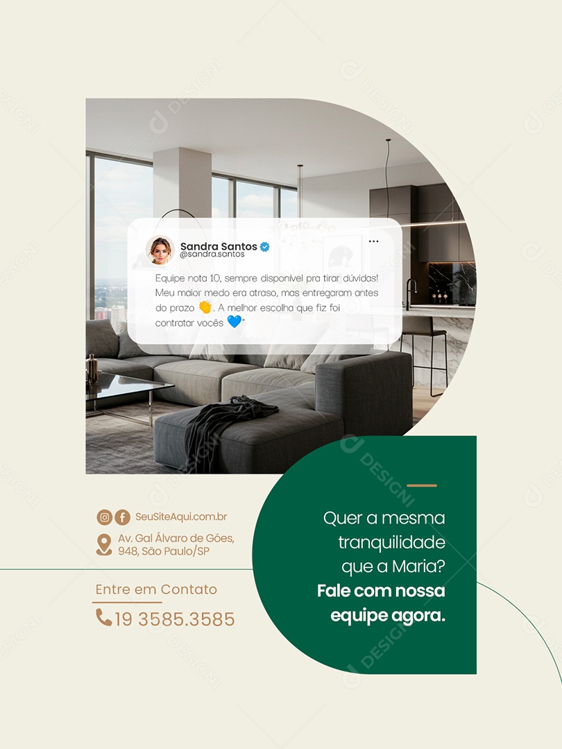 Construtora Depoimento Equipe Nota Dez Social Media PSD Editável