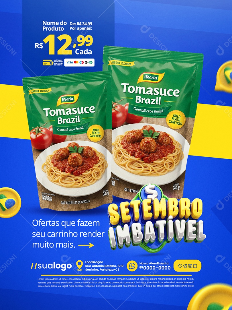 Setembro Imbatível Supermercado Extrato de Tomate Social Media PSD Editável