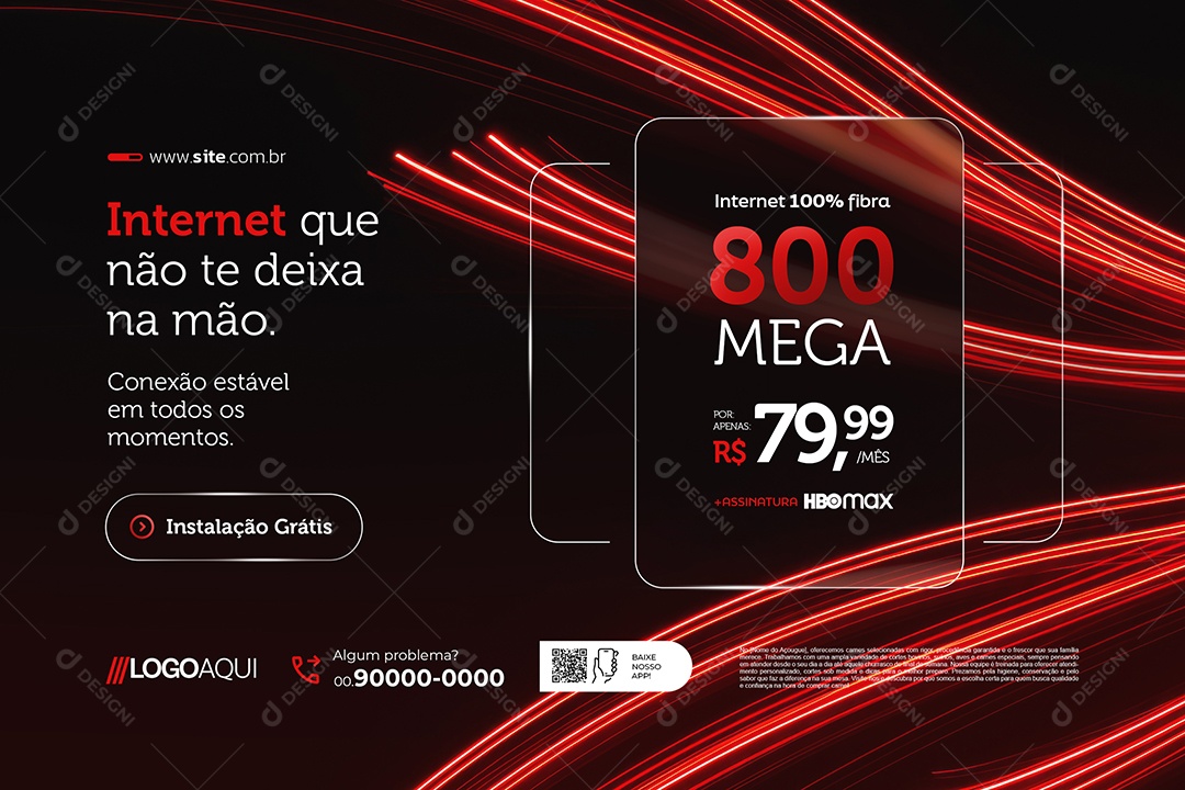 Banner Provedor de Internet Conexão Estável Social Media PSD Editável