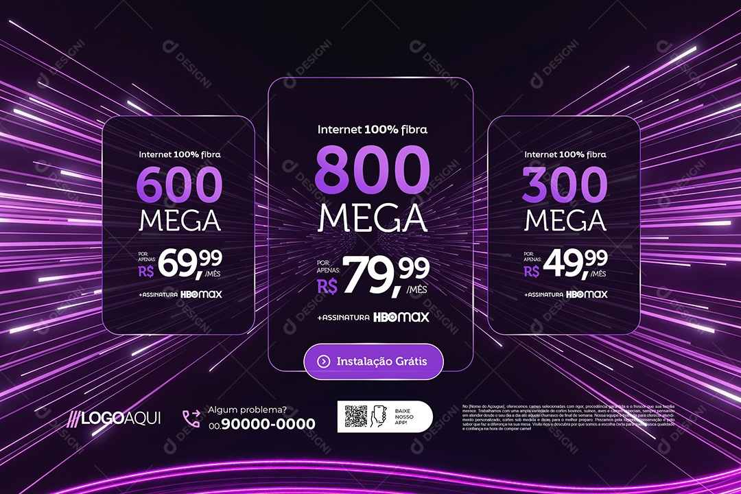 Banner Provedor de Internet Instalação Grátis Social Media PSD Editável